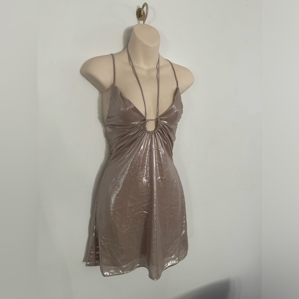 House of CB - Lucilla Mini Dress in “Shimmering Beige” - Picture 4 of 9